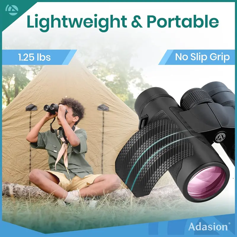 Ống nhòm HD, 12x42, Dành cho người lớn, Công suất cao, với bộ chuyển đổi điện thoại và Tripod, Siêu sáng, Không thấm nước, Thích hợp để ngắm chim, Chuyến tàu du lịch, Đi bộ đường dài, Du lịch thể thao 6
