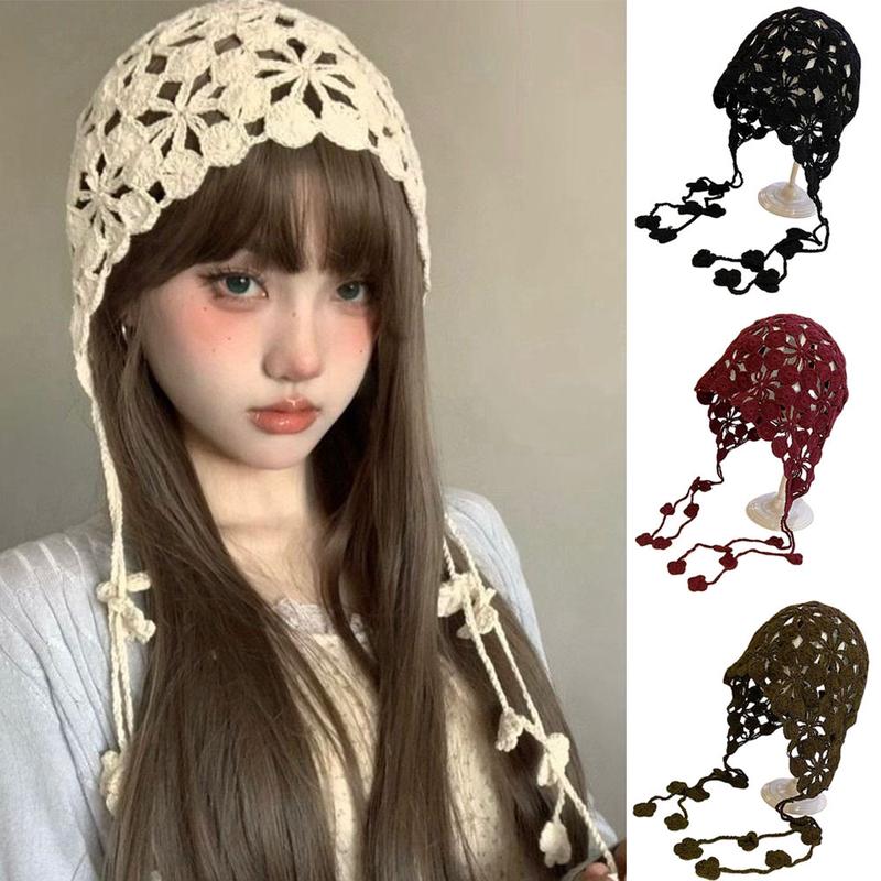 Product Introduction of Mũ Đan Móc Mũ Len Mũ Dệt Kim, Dây Đeo Lõm Mũ Dân Tộc Hoa, Dành Cho Phụ Nữ Vào Mùa Xuân Và Mùa Hè, Du Lịch Dễ Phối Đồ Mỏng, Mũ Đan Thủ Công 2