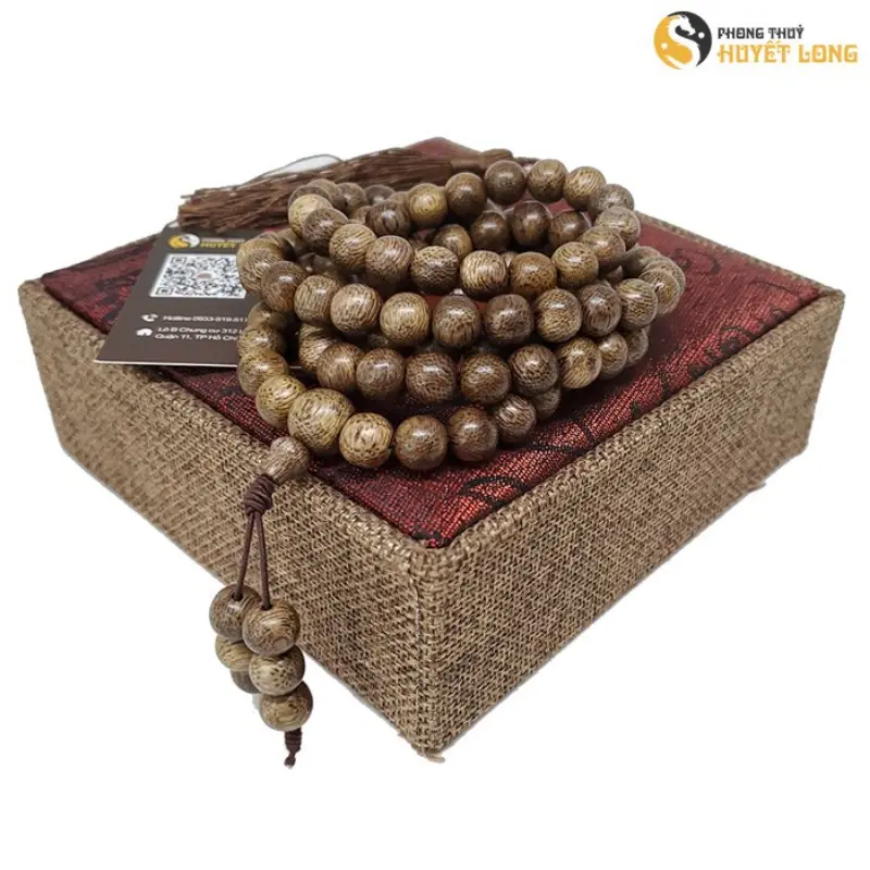 {TT89}   Chuỗi Trầm Hương Tốc Rừng 108 Hạt Tự Nhiên, Vòng Tay Trầm Hương 108 Hạt Phong Thủy Tài Lộc, May Mắn, Bình An, Sản Phẩm Chính Hãng Có Thẻ Bảo Hành 6