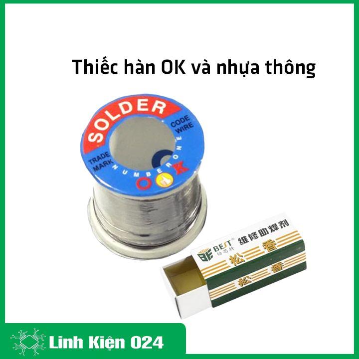 Combo tay hàn No. 907 điều chỉnh nhiệt độ 220V 60W và 5 món phụ kiện ( Mũi Hàn Dao, Kệ Hàn, Bọt Biển, Thiếc OK, Nhựa Thông) 4