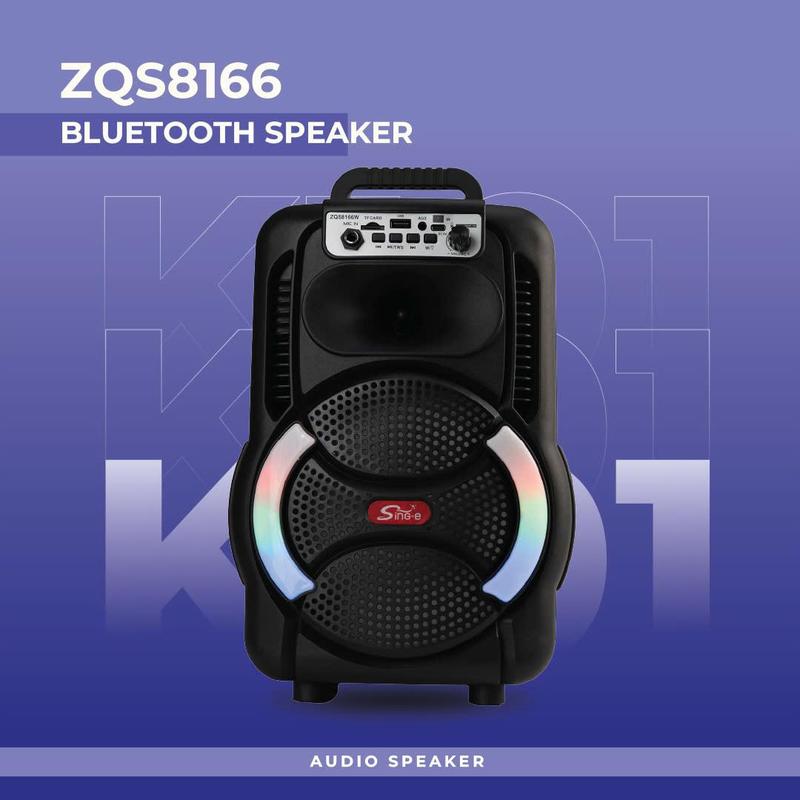 [Tặng kèm MICRO] Loa Bluetooth ZQS8166, thiết kế hiện đại đẹp mắt với dãy led 7 màu,  bass ấm âm thanh trong trẻo, phù hợp cho karaoke gia đình.