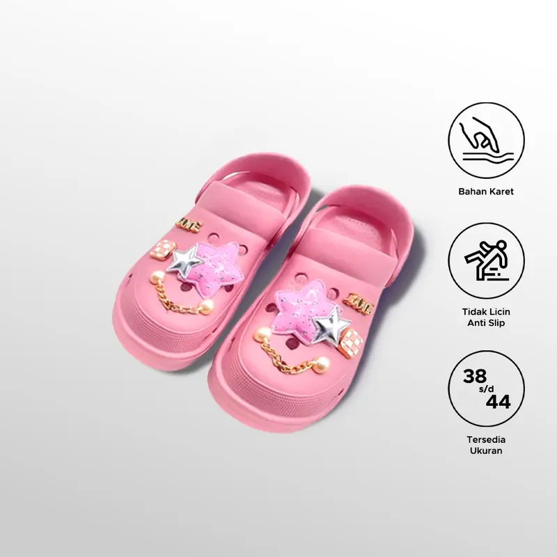 Sandal Wanita Dewasa 2025 Baim Sandal Baru Sandal Fashion Gratis Aksesori Sepatu DIY 2