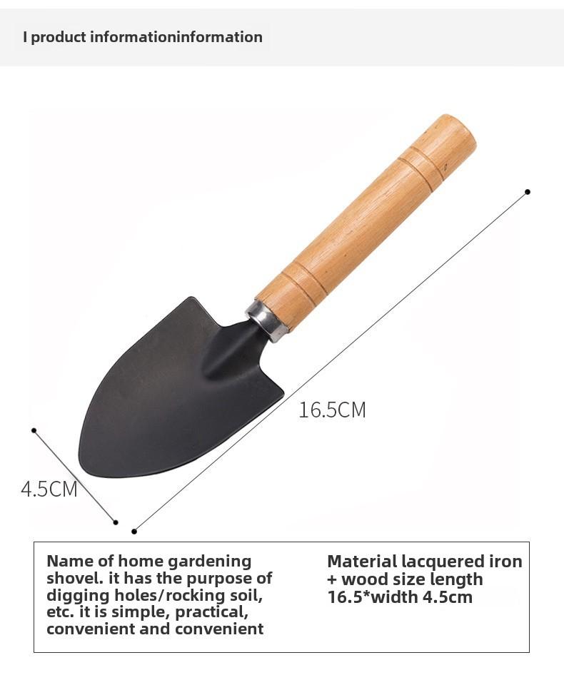 Product Introduction of A set of three potted small shovel sets, flower planting shovels, soil loosening shovels, gardening planting succulent tools, a set of three pieces, suitable for household use, wooden handle, anti-fouling paint plating 3