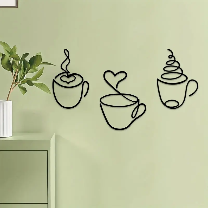 Coffee Cup Metal-Wall Art Set, Stylish Wall Hanging Decor for Kitchen and Home, Multipurpose, No Text, Easy Mounting, Poster 5