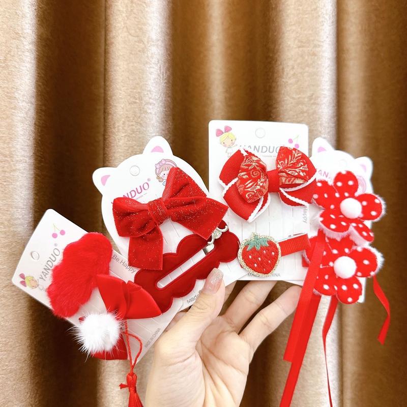 Vỉ 2 kẹp đỏ rực rỡ xinh sẵn kẹp tóc Women Nữ Women Nữ