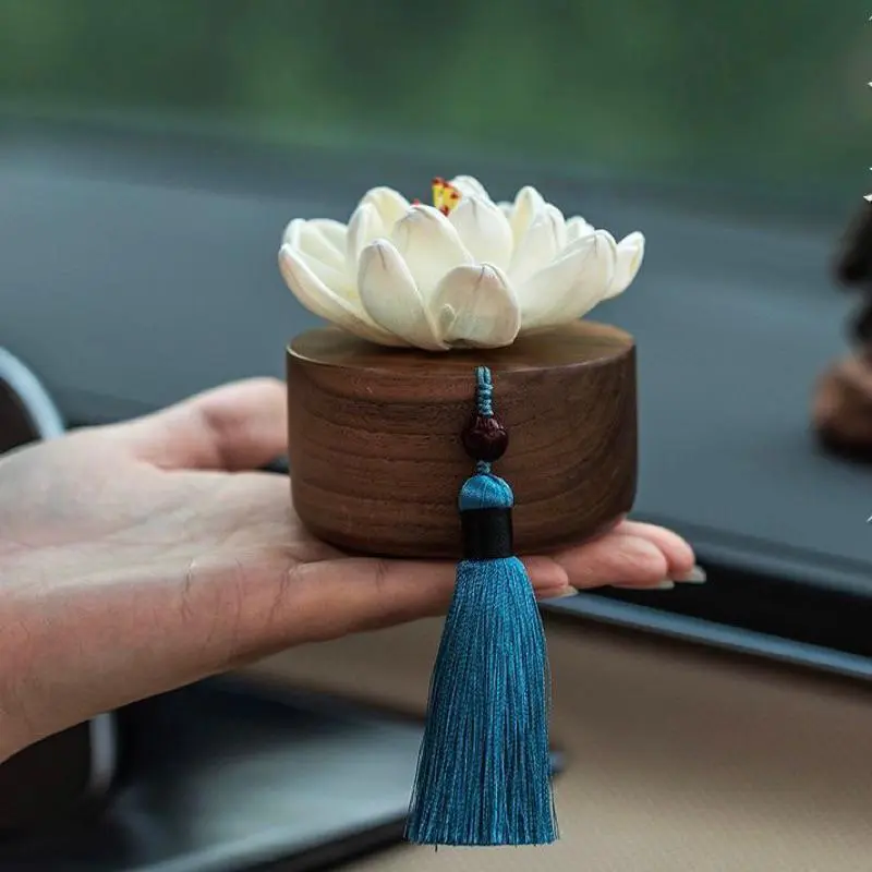 Bình Hoa Gỗ Hoàng Dương Liên Hoa Sen Cao Cấp Trang Trí Ô Tô Sang Trọng 1