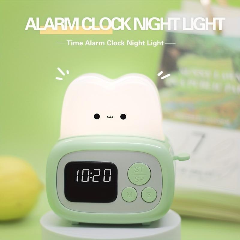 Product Introduction of Cute Cartoon Toast Design Alarm Clock, USB Reaching Desktop Night Light, Novelty Lighting for Home Bedroom Living Room 7