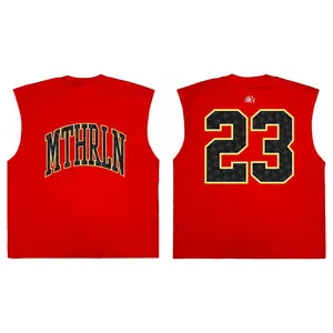 Motherline - Tshirt Sleeveless Kaos Singlet Lekbong Pria Tanktop Man Oversize Merah Hitam Logo Simple Cotton Combed 24s