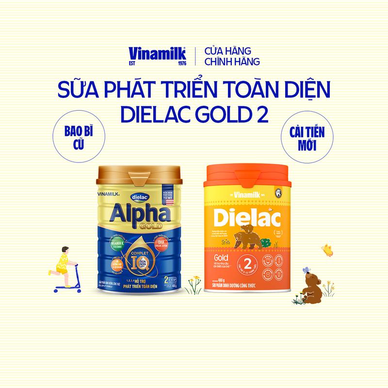 [CÓ THỂ NHẬN BB MỚI/ CŨ] Sữa bột Dielac Alpha Gold 2 - Hộp thiếc 400g