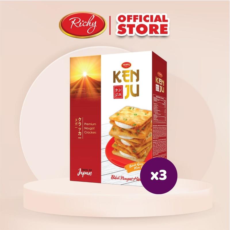Combo 3 Hộp Bánh Quy Kenju Kem Dẻo 279gr - Hương Vị Nhật, Ít Ngọt, Bổ Sung Khoai Tây & Sữa, Giàu Chất Xơ & Vitamin E