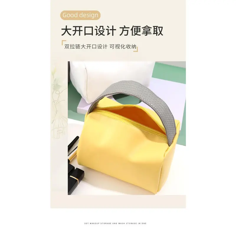 Túi Trang Điểm, Thiết Kế Màu Pastel Đáng Yêu Và Dễ Thương, Sức Chứa Lớn, Dành Cho Phụ Nữ, Không Thấm Nước, Thích Hợp Đi Du Lịch, Làm Bằng Vải Bố Sang Trọng, Túi Đựng Mỹ Đồ Vệ Sinh Cá Nhân, Phong Cách Hàn Quốc, Túi Đựng Mỹ Phẩm 8