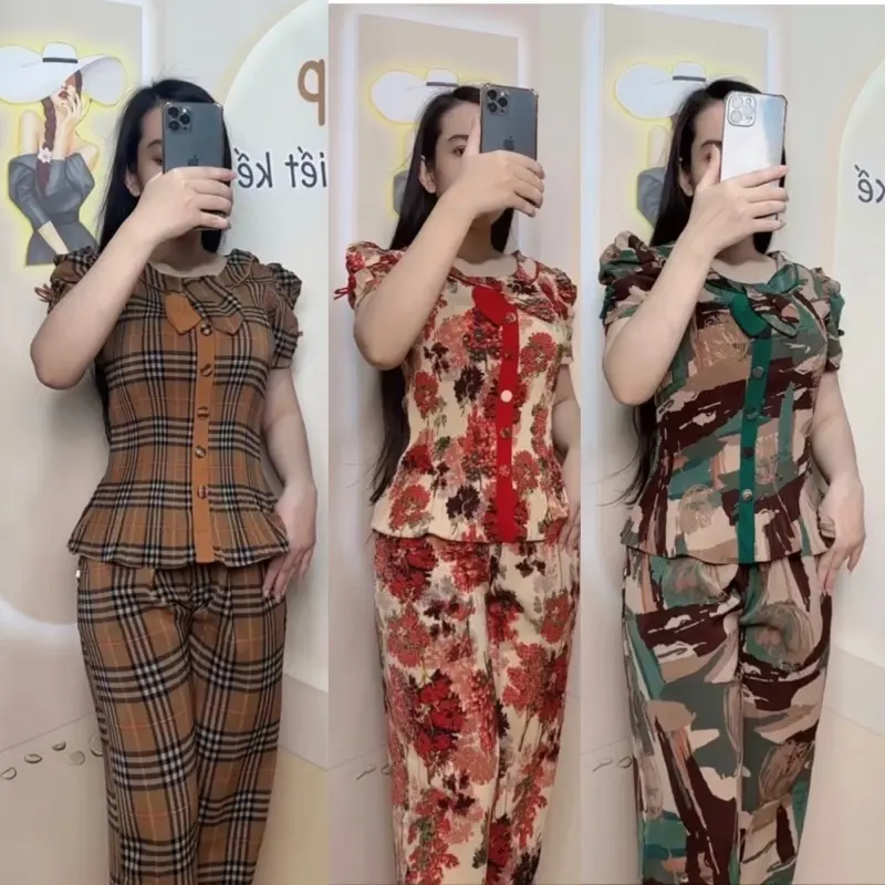 [Bộ Dài ] Sét Bộ Dài Dập Ly Chất Liệu Mango Hoạ Tiết Có Nhiều Màu
