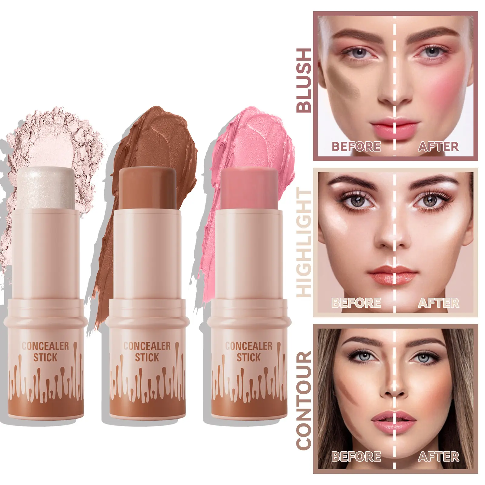Multicolor Natural Submissive Shadow Highlighter Stick Brightening Skin Tone Highlighter Blush Grooming Stick