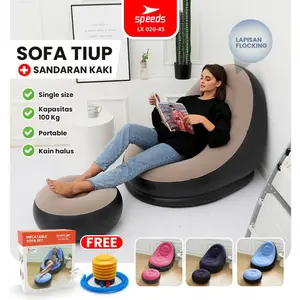 Sofa Angin Beanbag Squishy Jumbo Inflatable Sofa Aestetik + Stool Outdoor Tiup Lazy Bag Lay Bag Indoor  Sofa tiup portabel, kursi sofa berkemah luar ruangan, perlengkapan rumah, kursi santai ringan untuk tidur siang.