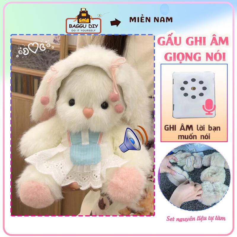 Set gấu tự làm có ghi âm nguyên liệu DIY, bộ phụ kiện tự làm gấu bông ghi âm giọng nói, món quà handmade ý nghĩa tặng bạn gái, crush,... dịp lễ noel, tết, valentine,...Kèm video hướng dẫn chi tiết - Baggu DIY