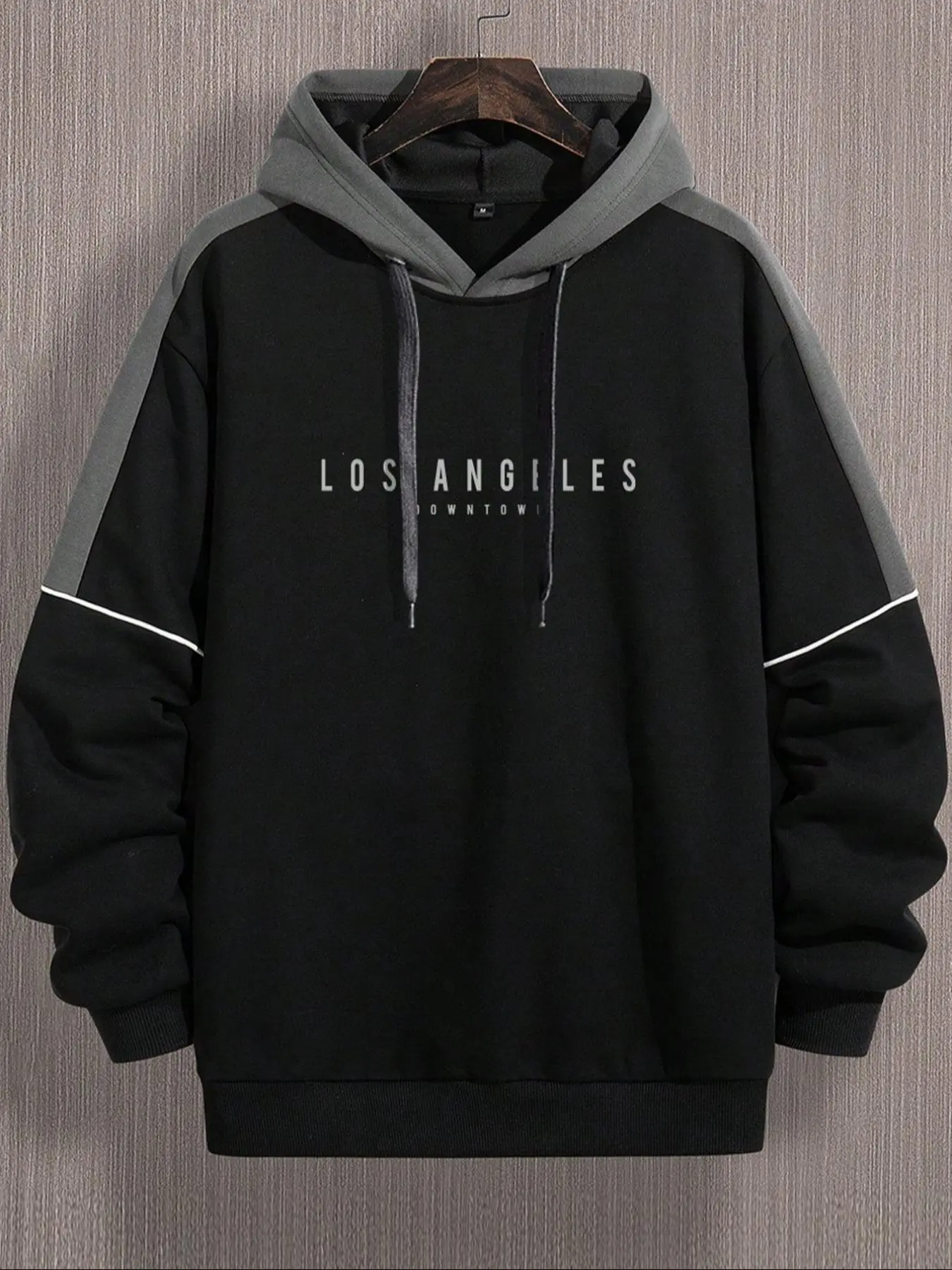 Men's Colorblock Letter Print Hoodie, Casual Regular Fit Long Sleeve Hooded Sweatshirt for Fall & Winter, Men's Clothes for Daily Wear
