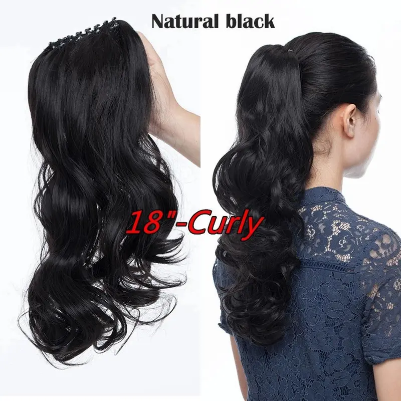 Tóc Giả Thời Trang Cho Nữ, Tóc Đuôi Ngựa 22 Inch, Tóc Xoăn Dài / Tóc Thẳng, Tóc Nối Tóc Đuôi Ngựa Women 7