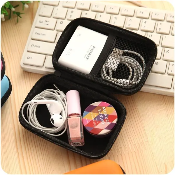 Compact Mini Zipper Earphone And Sd Card Storage Bag With Anti shock Protection And Soft Interior