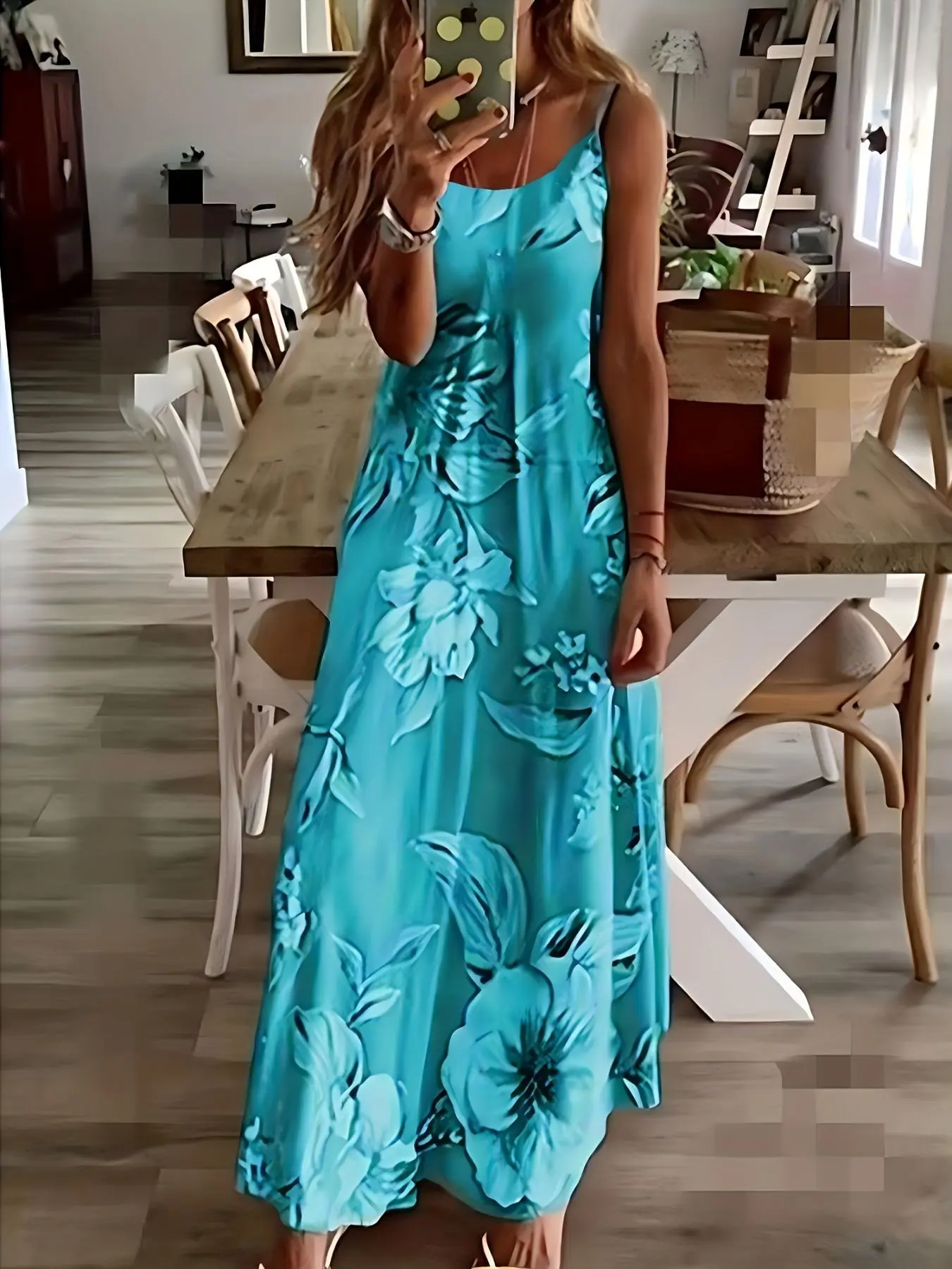 Women's Floral Print Cami Dress, Fashion Casual Sleeveless Spaghetti Strap Maxi Dress for Summer, Women's Clothing for Beach Holiday, Summer Dresses 2025