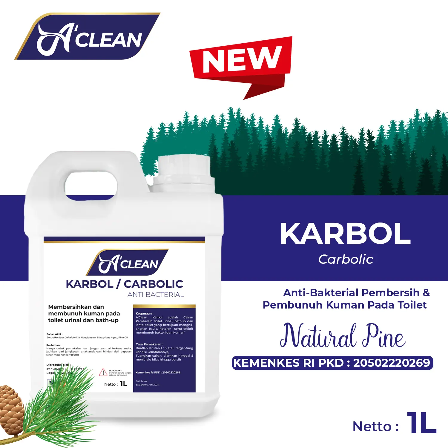KARBOL WANGI ANTIBACTERIAL / CARBOLIC 1000ml Amorens [1 Liter] Anti bakteri Cair Pembersih Clean