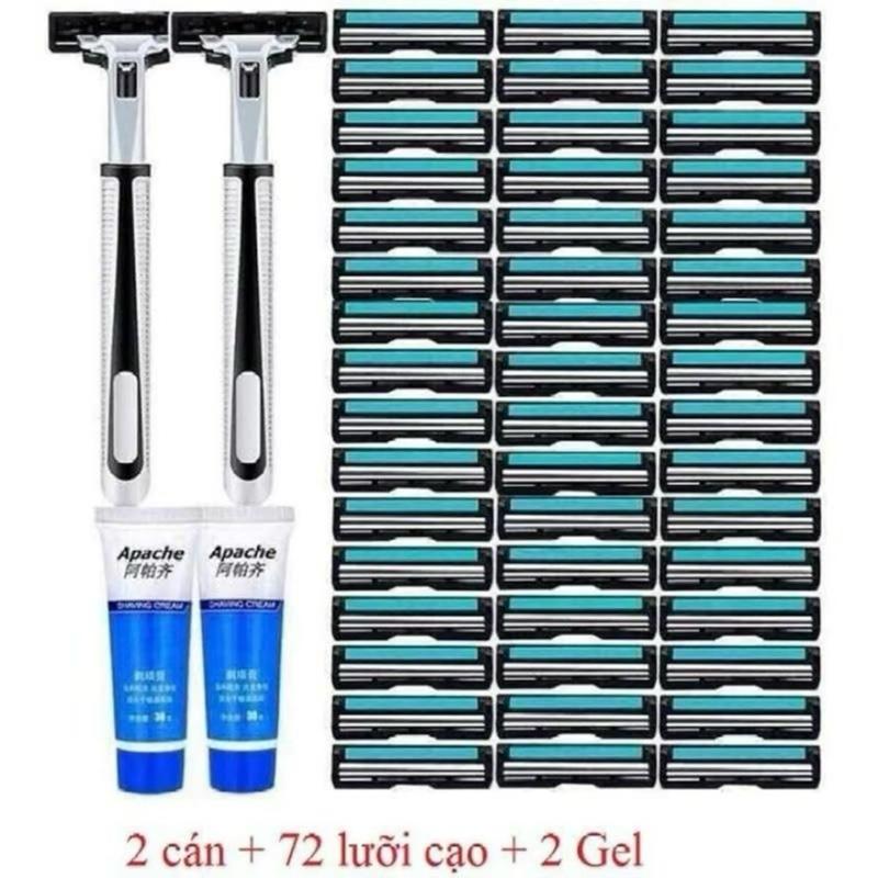   TẶNG 72 LƯỠI CẠO  Set dao cạo râu 72 lưỡi thay thế 2 thanh cạo và 2 tuýp kem mềm râu 