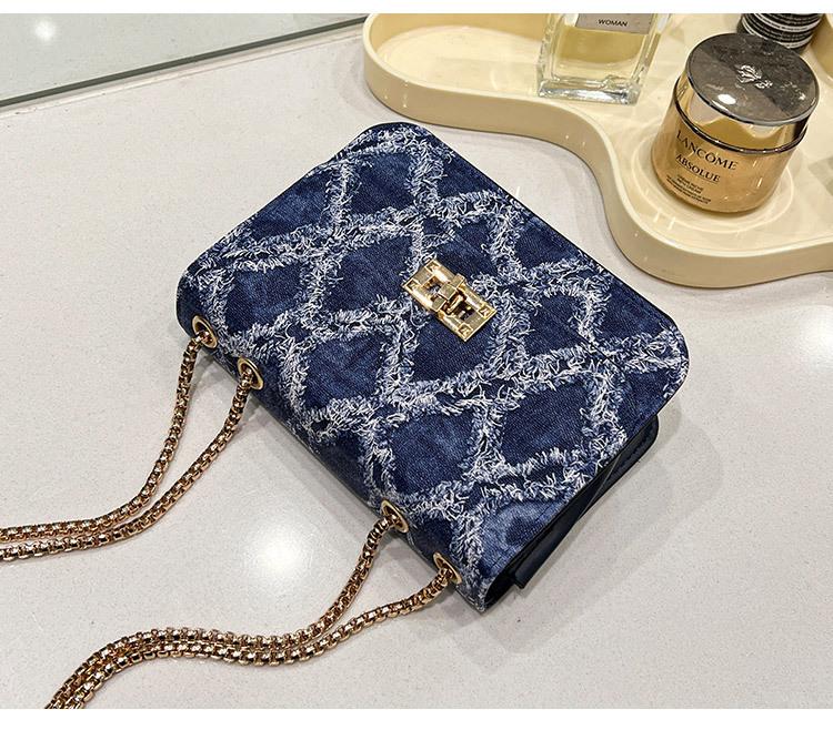Product Introduction of 2024 New Fashion Women's Bag Trendy Denim Small Square Bag Single Shoulder Crossbody Chain Lock Buckle Ladies Bag 18