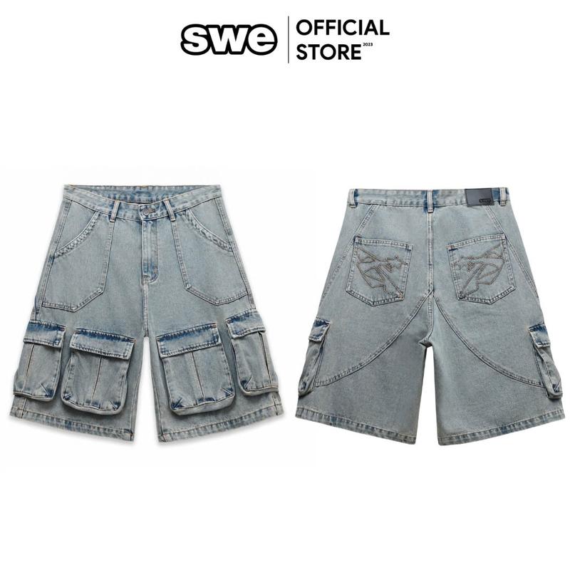 Quần Shorts Denim Nam/Nữ Local Brand SWE NOMAD DENIM SHORTS - WASHED BLUE