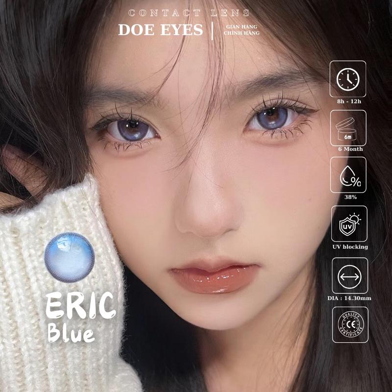 [Eric Blue] có cận đến 7.00 - Lens Kính áp tròng Doe Eyes - 1 CHIẾC lens  - Kính áp tròng cận