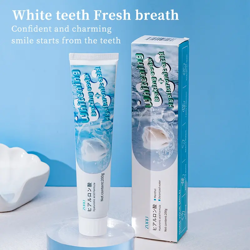 [Upgraded Version] Scoban Teeth Whitening Powder + Toothpaste Vitamin C Hyaluronic Acid Dual-Effect Whitening Toothpaste 200g- Scoban Freshens Breath Reduces Plaque Fights Bad Breath Oral Care for Family VC