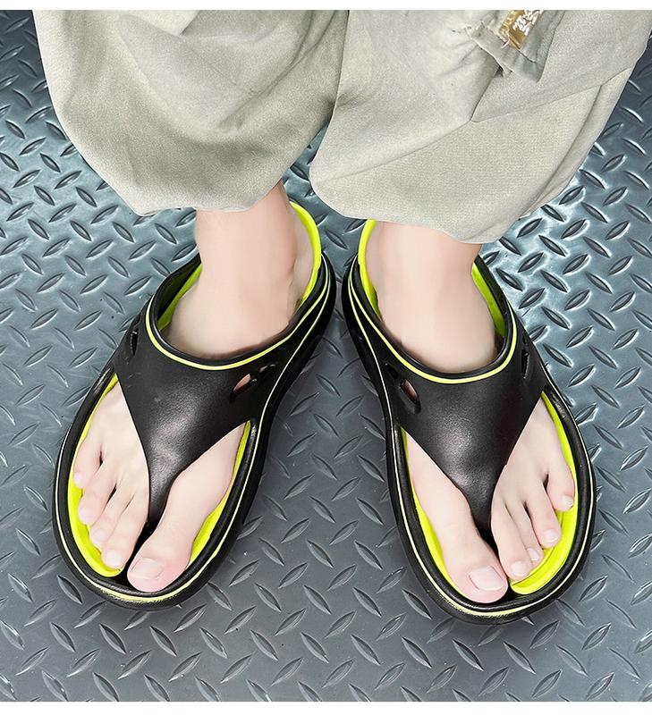 Product Introduction of Lovers Shoes Two-Color Thick Bottom Shit Feeling Eva Flip Flops Flip-Flops Outdoor Non-Slip Summer Beach Men's Shoes 24
