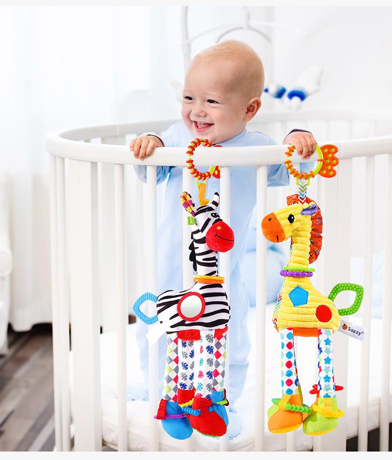 Product Introduction of Soft Giraffe Zebra Animal Handbells Rattles Plush Infant Baby Development Handle Toys WIth Teether Baby Toy For Newborn Gifts 9