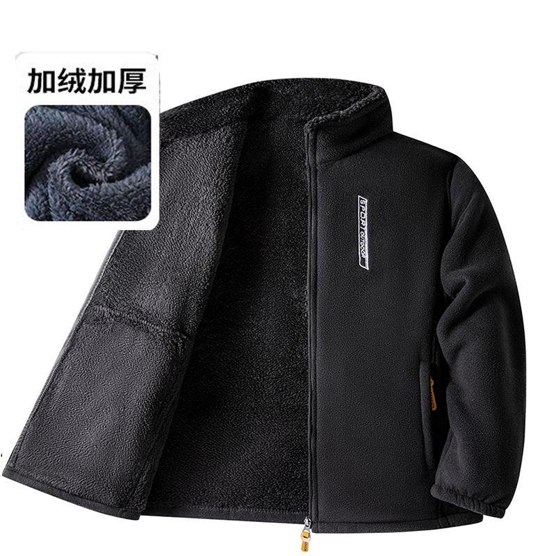 Áo Len Dày Ấm Áp, Quần Áo Nam Ngoài Trời, Ngoại Với Áo Khoác Lông Cừu Cực, Dáng Rộng Và Ngoại Cỡ, Áo Khoác Mùa Thu Đông, Áo Cardigan Thường Ngày Chất Liệu Lông Cừu Cực 1