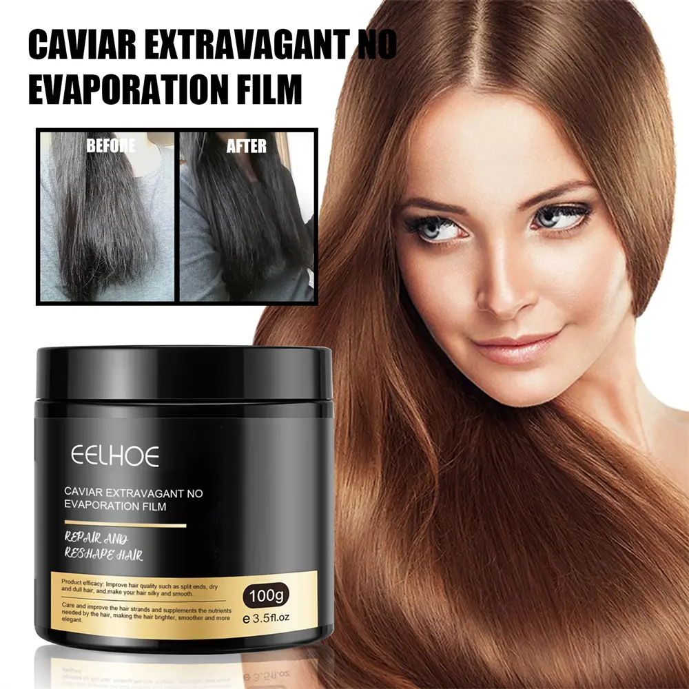 EELHOE Caviar Luxury Moisturizing Membrane Natural Raw Materials No Stimulation Hair Supple Hair Mask Nourishing Quick Dry Nourishes Damaged Hair Silky Hair 100g Conditioner Haircare