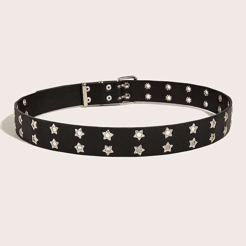 Product Introduction of Punk Style Star Double-Breasted Belt Waist Strap Hollow Out Pu Leather Jeans Decorative Fashion Waistband 23