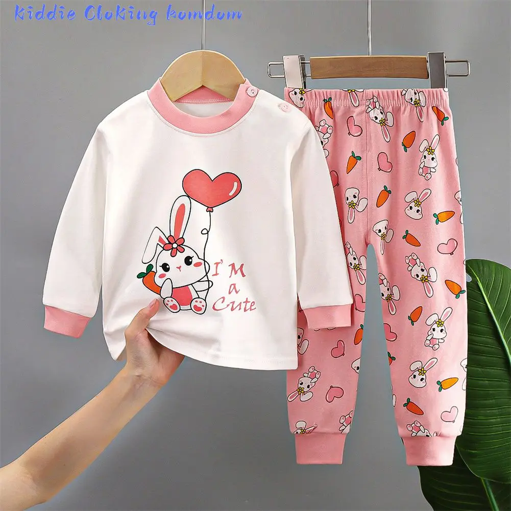 Babies & Kids Children Cotton Sleepwear Set Home Boys Girls Animal Pyjamas Pijamas Cotton Kids Pajamas Two-Piece Clothing Set  Long Sleeved And Long Pants Set sando terno