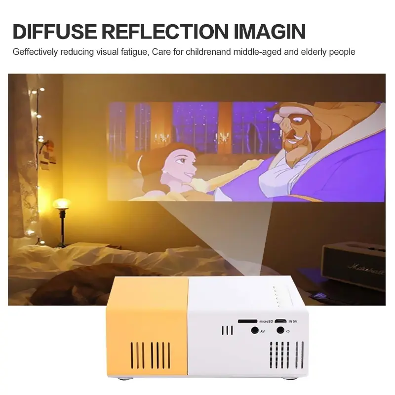 Máy Chiếu Mini, Cho Điện Thoại Di Động, Rạp Hát Gia Đình Cầm Tay Giá Rẻ, Máy Chiếu LED, Máy Chiếu Pico, Yg300, Tương Thích Với USB Và HDMI, Máy Chiếu Máy Tính Xách Tay, Thích Hợp Cho Rạp Hát Tại Nhà Projector 5