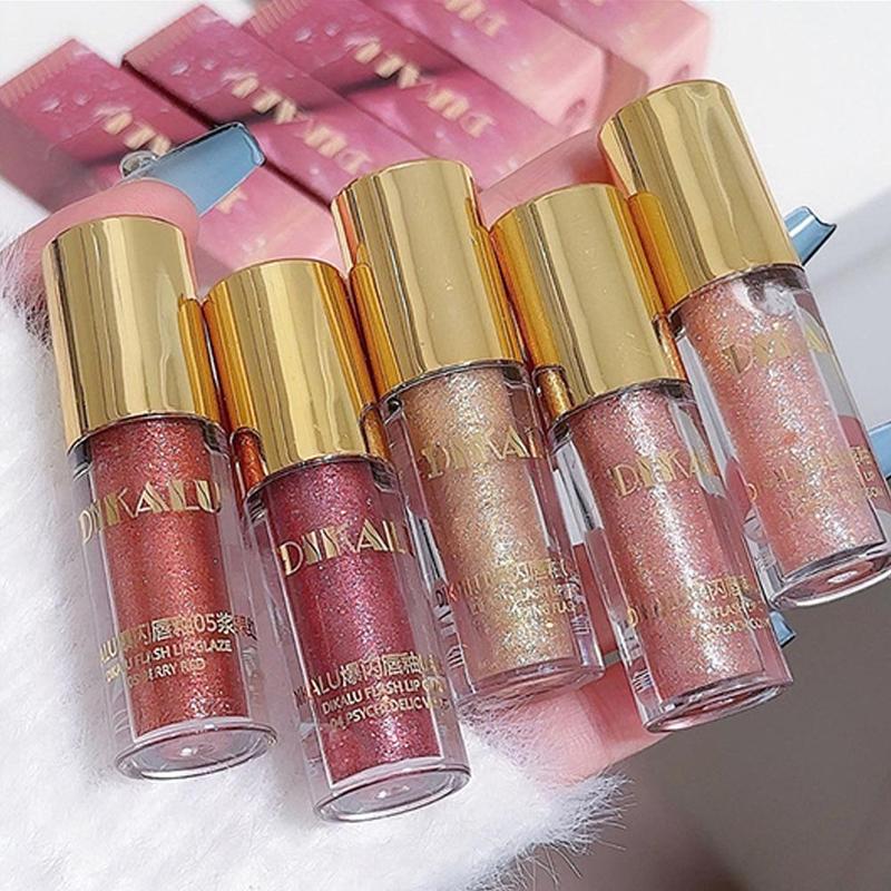DIKALU Sparkling Lip Glaze Mirror Lip Glaze Fine Glitter Lip Gloss Transparent Lip Gloss Water Gloss Lipstick 0