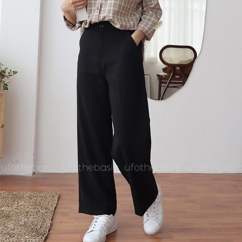 Quần ống rộng dáng suông dài màu đen Straight Trousers - by ufo.thebasic Ong Pants Dáng Dài