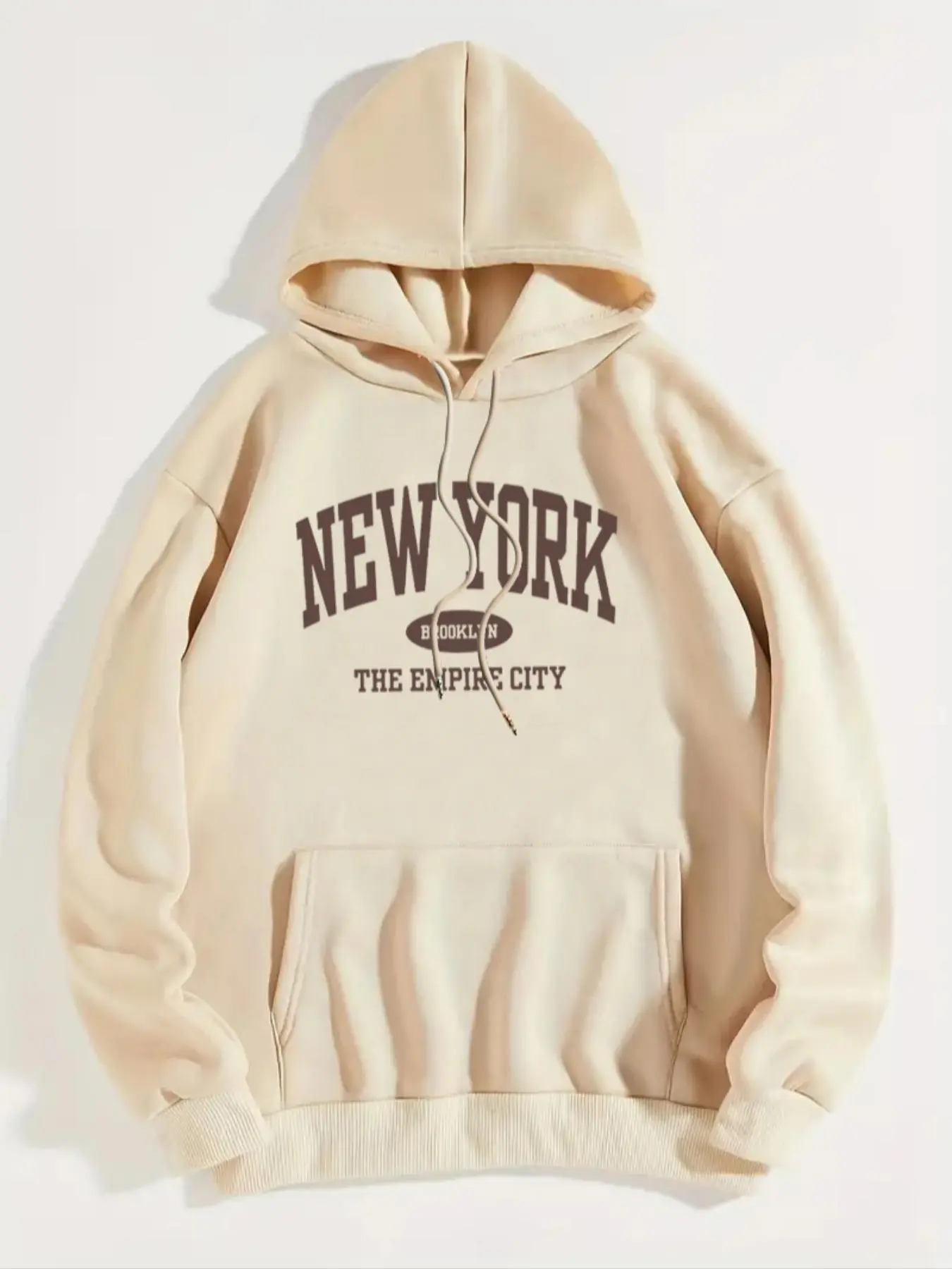 Women's Letter Print Drawstring Pocket Thermal Lined Hoodie, Casual Drop Shoulder Long Sleeve Hooded Sweatshirt, Yoga Hoodie, Ladies Fall & Winter Clothes for Daily Wear
