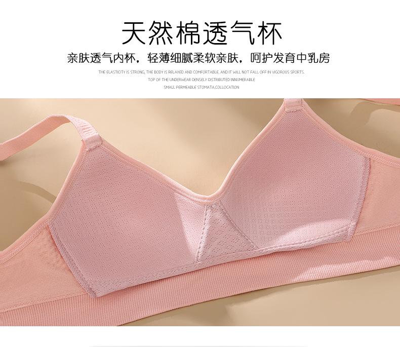 Product Introduction of New Lady Cotton Bra Underwear Student Girl Bralettes Development Adolescent Thin Latex Bra Push Up Without Steel Ring Bra Fashion Womenswear 11