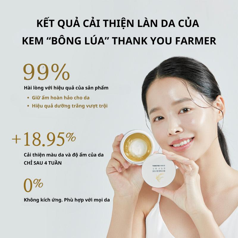 Kem Gạo Dưỡng Trắng Ủ Lạnh Gangwha Hàn Quốc THANK YOU FARMER Cấp Ẩm, Da Căng Mịn, Cân Bằng Dầu 80ml 5