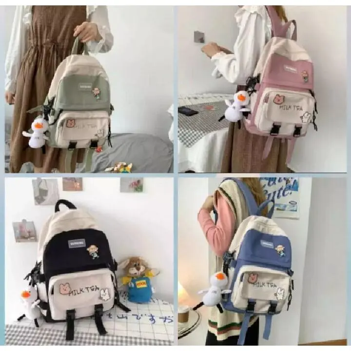 NF Milk tea - Ransel tas punggung backpack korean style tanpa gantungan 3