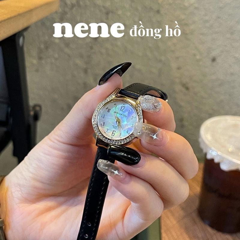 (tặng vòng) Đồng hồ nữ Doukou dây mặt tròn đính đá giọt nước  Watch Women Đeo Tay