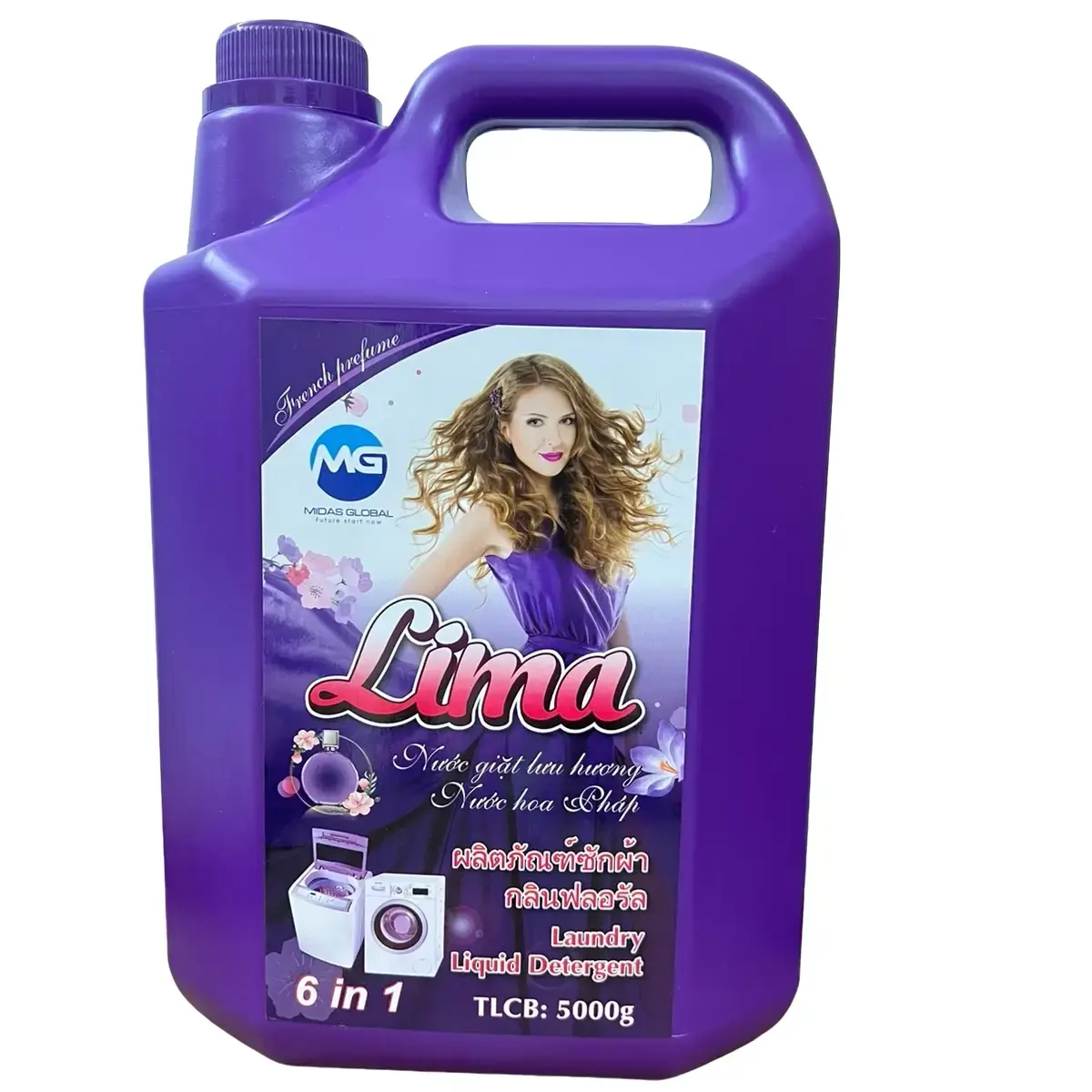 Nước giặt xả Lima 6 trong 1 màu tím can 5kg Làm Sạch