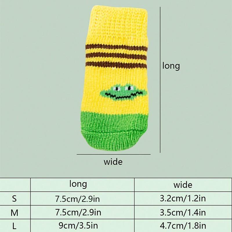 4pcs/Set Cartoon Frog Pattern Pet Socks, Cute Breathable Socks For Small Dogs & Cats, Soft Dog and Cat Clothing 5