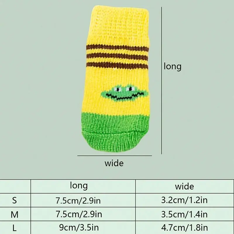4pcs/Set Cartoon Frog Pattern Pet Socks, Cute Breathable Socks For Small Dogs & Cats, Soft Dog and Cat Clothing 5