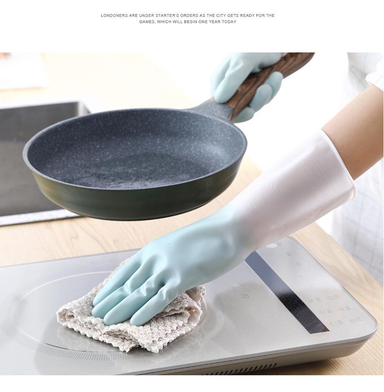 Product Introduction of ถุงมือล้างจานทำความสะอาดในครัวเรือน สองสี สำหรับล้างจานและล้างจาน ชามยางบางและทนทาน กันน้ำ พลาสติกหนา วัสดุยาง 40