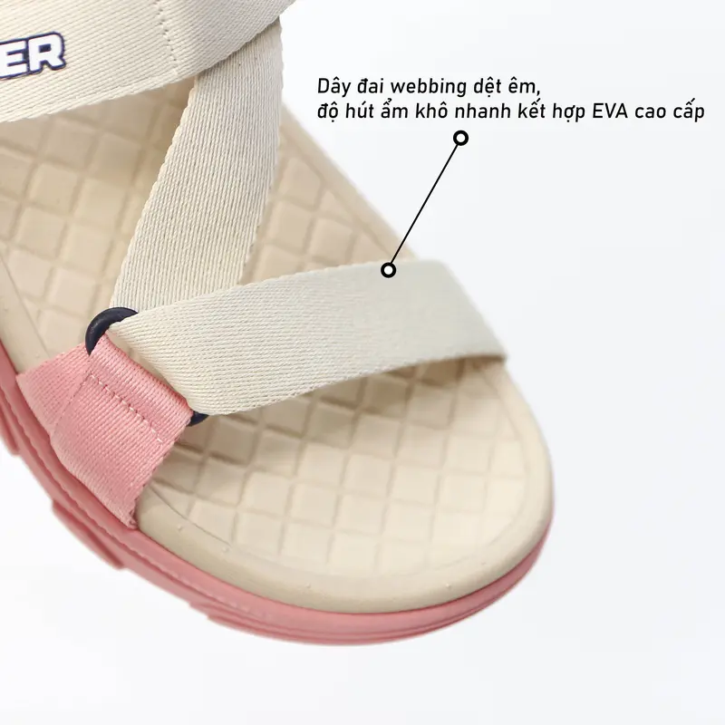 Dép Sandal Nam Nữ SYNDER SD1 - Dép đẹp, nhẹ, thoáng mát [Be Hồng, Size 36-39, Tặng chai vệ sinh] 4