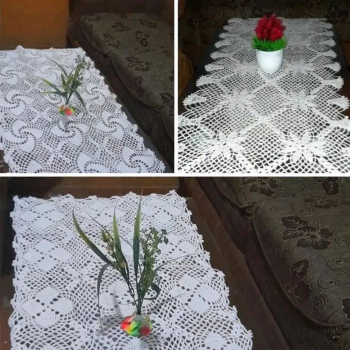 taplak meja rajutan handmade ukuran 50x120cm Taplak Meja
