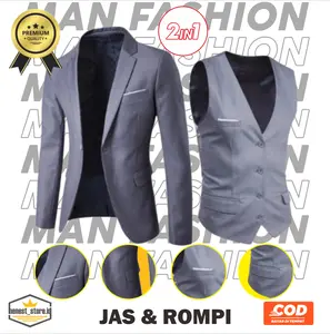 MAN FASHION/JAS Pria/JAS Formal/JAS NIKAH/JAS Wisuda/JAS ATASAN SATU SET 2IN1 [JAS DAN ROMPI] Blazer Formal Wisuda  Kantor  Slimfit  Pria Semi